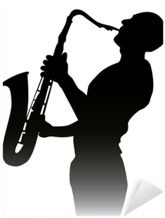 Black Silhouette Of A Saxophone Player Sticker • Pixers® - Saxophone (400x400), Png Download