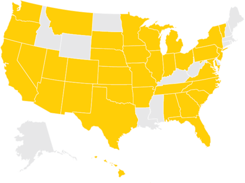Map Of United States With Iowa Graduates - Phoenix Arizona On Map (480x359), Png Download