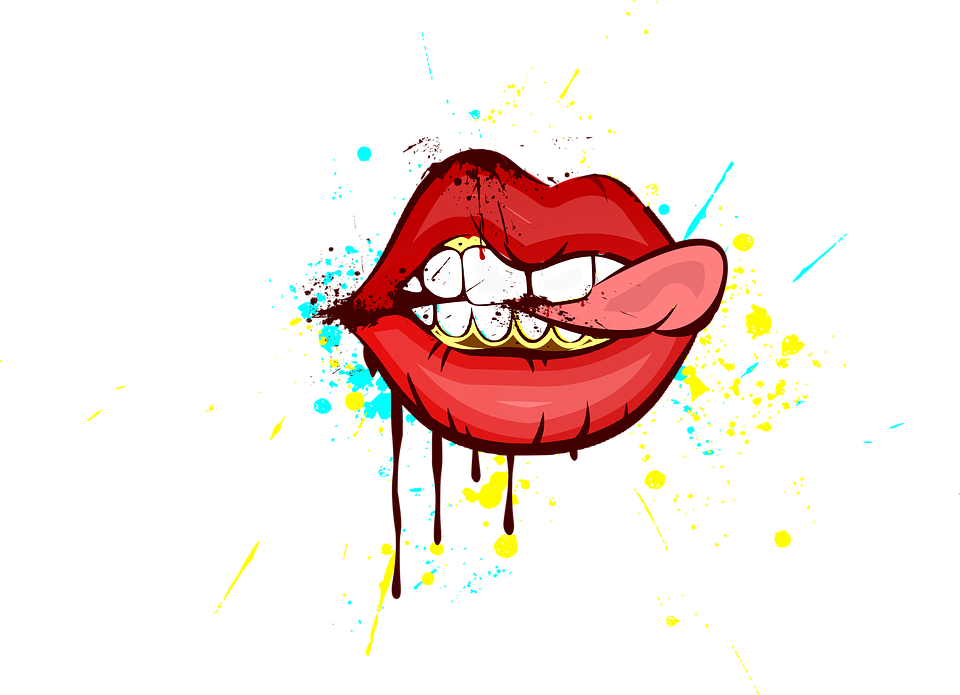 Lips, Art, Painting, Design, Teeth, Mural Painting - Lip (960x695), Png Download