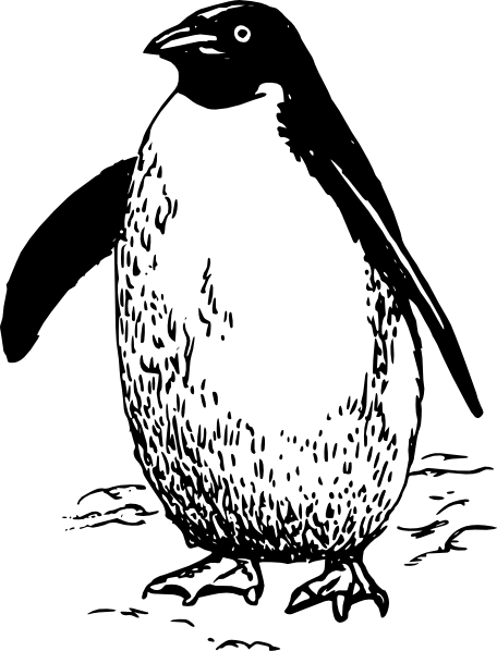 Emperor Penguin Clipart Black And White - Penguin Black And White Clip Art (456x598), Png Download