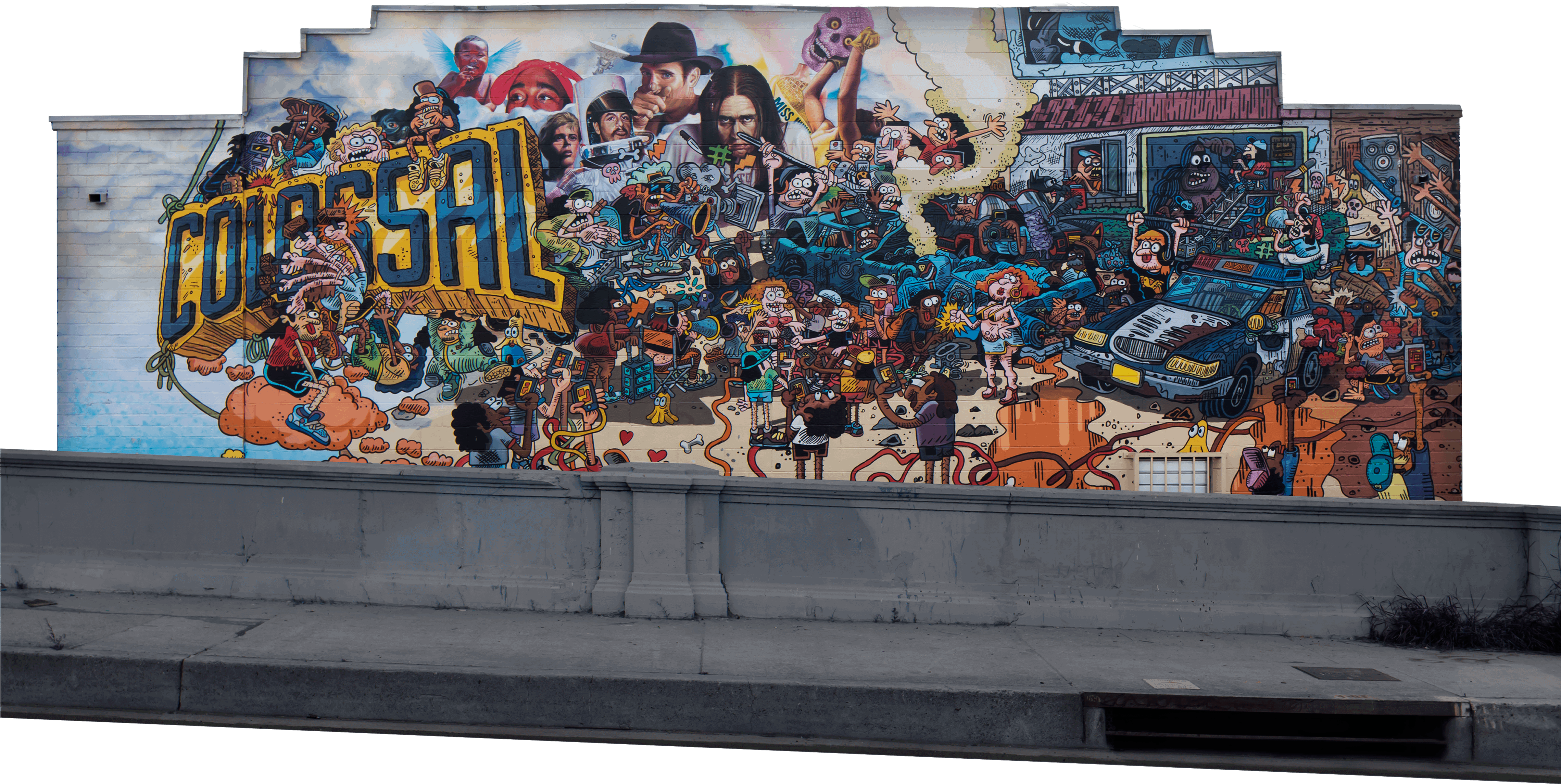 Gustavo Dao Mural Illustrator - Crowd (7680x3878), Png Download
