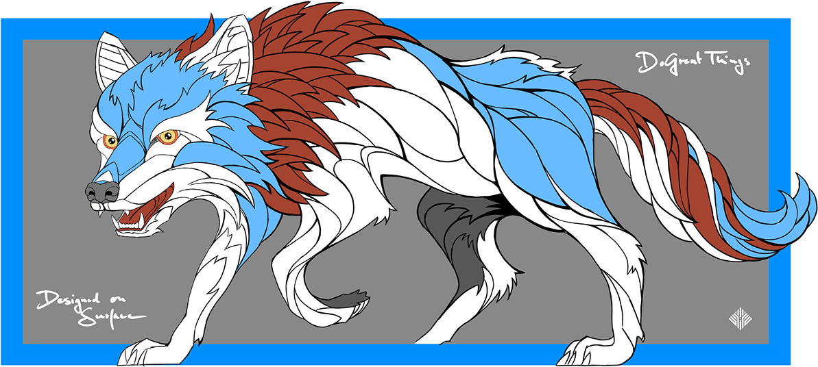A Sketch Of Andreas Preis' Wolf Mural In Munich - Painting (1240x668), Png Download