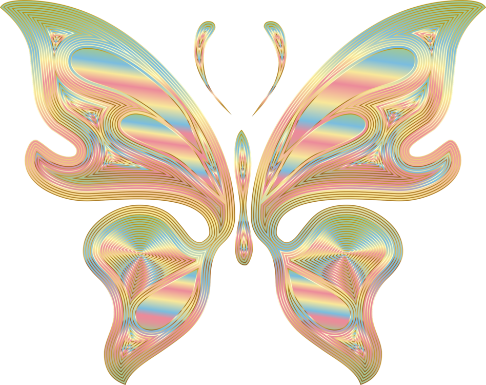 Butterfly Prism Rainbow Insect Borboleta - Clip Art (948x750), Png Download