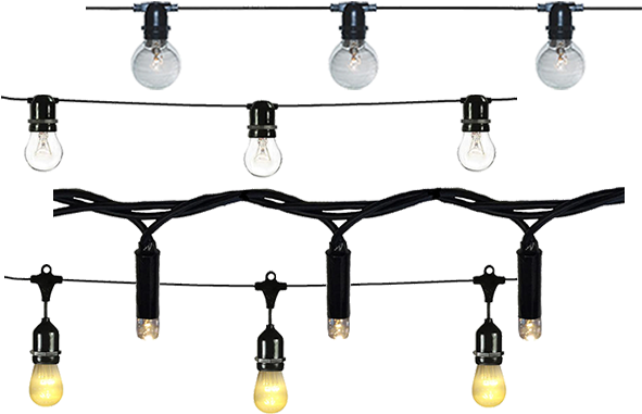 Quality Lighting & Outdoor - Bright String Lights Outdoor Party Lights Black Rubber (600x400), Png Download