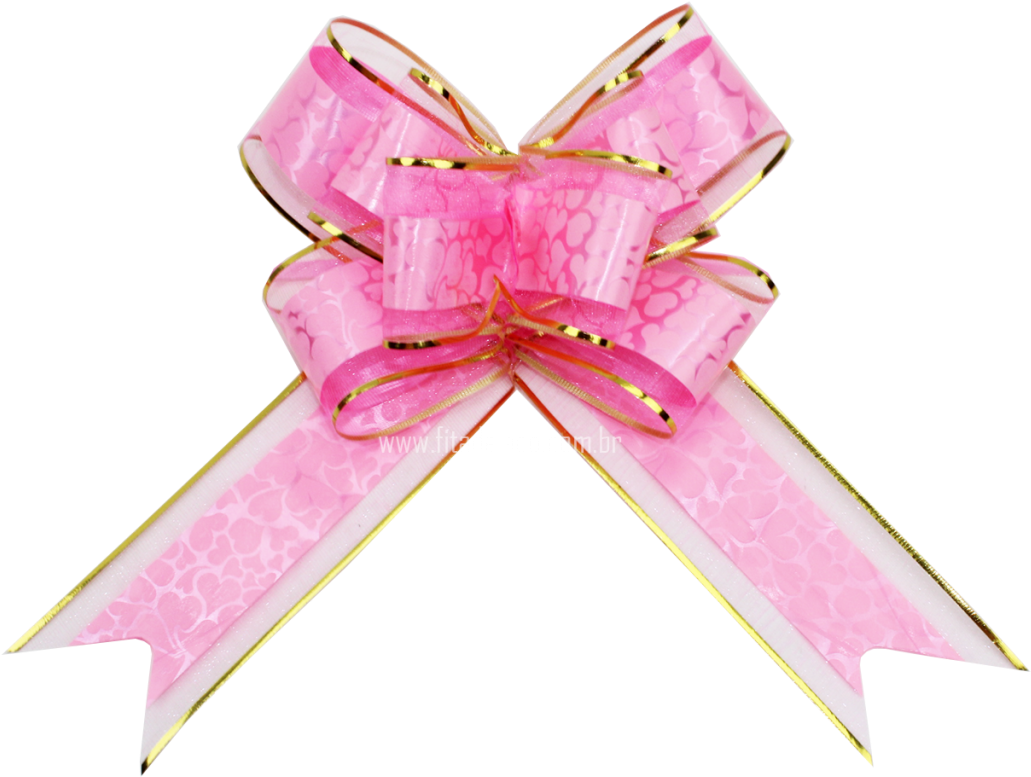 Laço Fácil Decorado Coração C/ Borda Dourada Rosa - Http/2 (1280x1280), Png Download