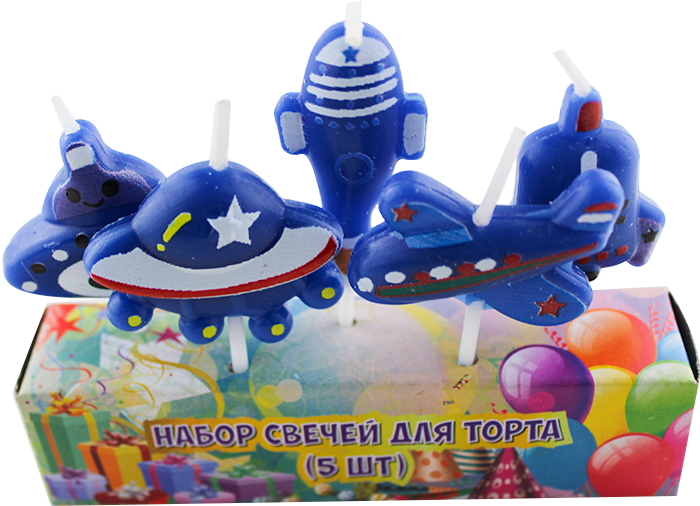 Spaceship, Rocket And Plane Cartoon Birthday Candles - Illustration (1000x1000), Png Download