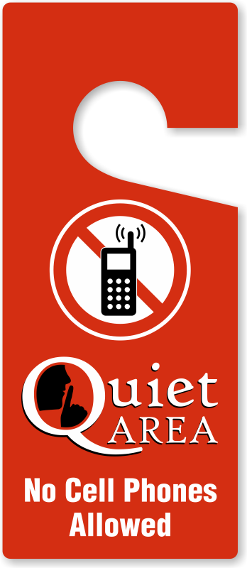 Quiet Area No Cellphones Allowed Door Hang Tag - Notice - No Cell Phone Use In Waiting Room, Please (348x800), Png Download