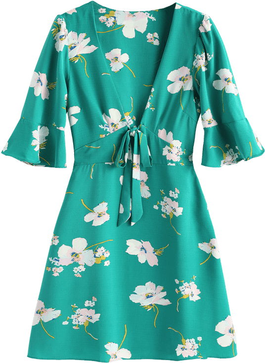 This Casual Dress With Sexy Plunging Neckline Features - Dress (600x798), Png Download