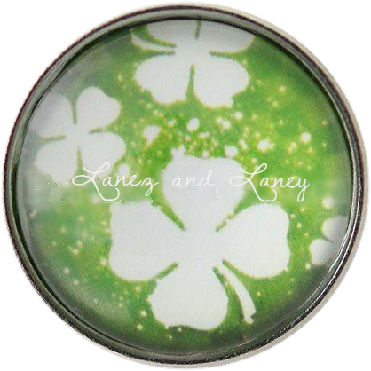 Shamrock Glass Dome Lg Snap - Four-leaf Clover (418x418), Png Download