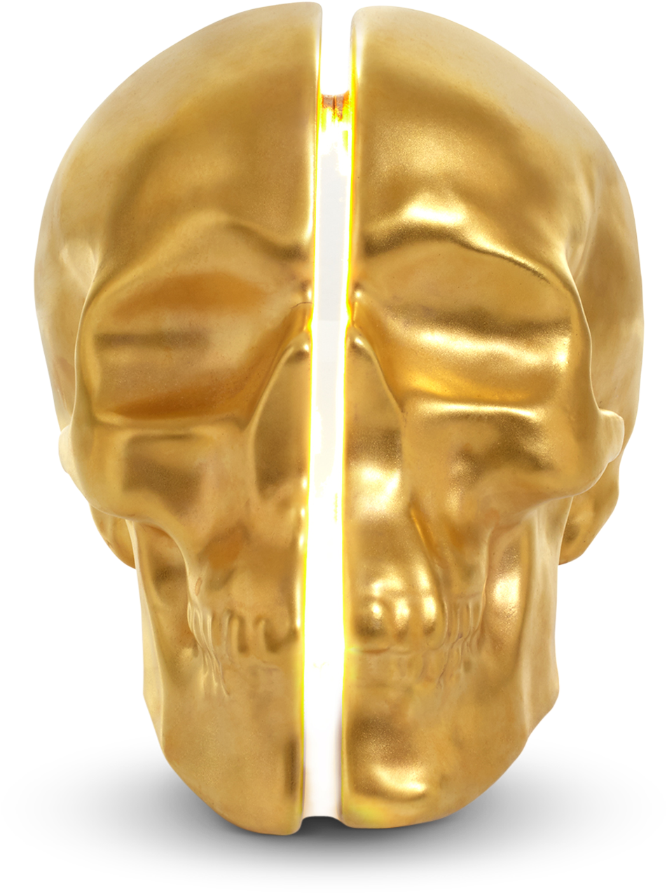 Yorick Skull Lamp, 24kt Gold Hand Painted-0 - Skull (1400x1636), Png Download