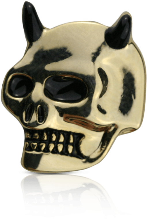 Gold Skull With Horns - Skull (520x760), Png Download