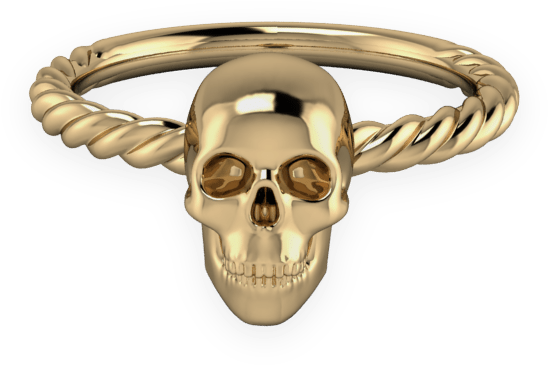 Yellow Gold Simple Skull Ring - Colored Gold (800x800), Png Download