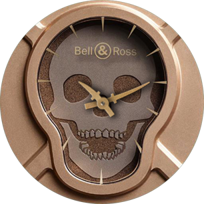Bell & Ross Skull Rose Gold - Bell & Ross Br 01 Skull Bronze Br0192-skull-br (410x410), Png Download