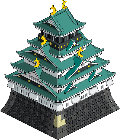 Pt Osakacastle 01t - Japanese Architecture Pixelart (405x472), Png Download