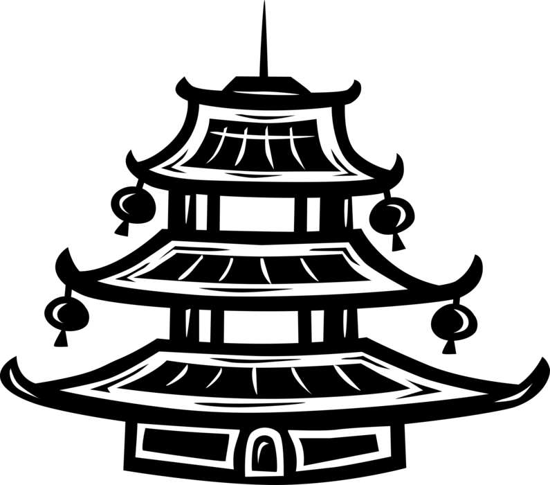 Vector Illustration Of Chinese Or Japanese Pagoda Buddhist - 廟 插圖 (795x700), Png Download
