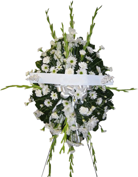 All White Spray With Banner - Normandy Flower Shop, Inc. (600x600), Png Download