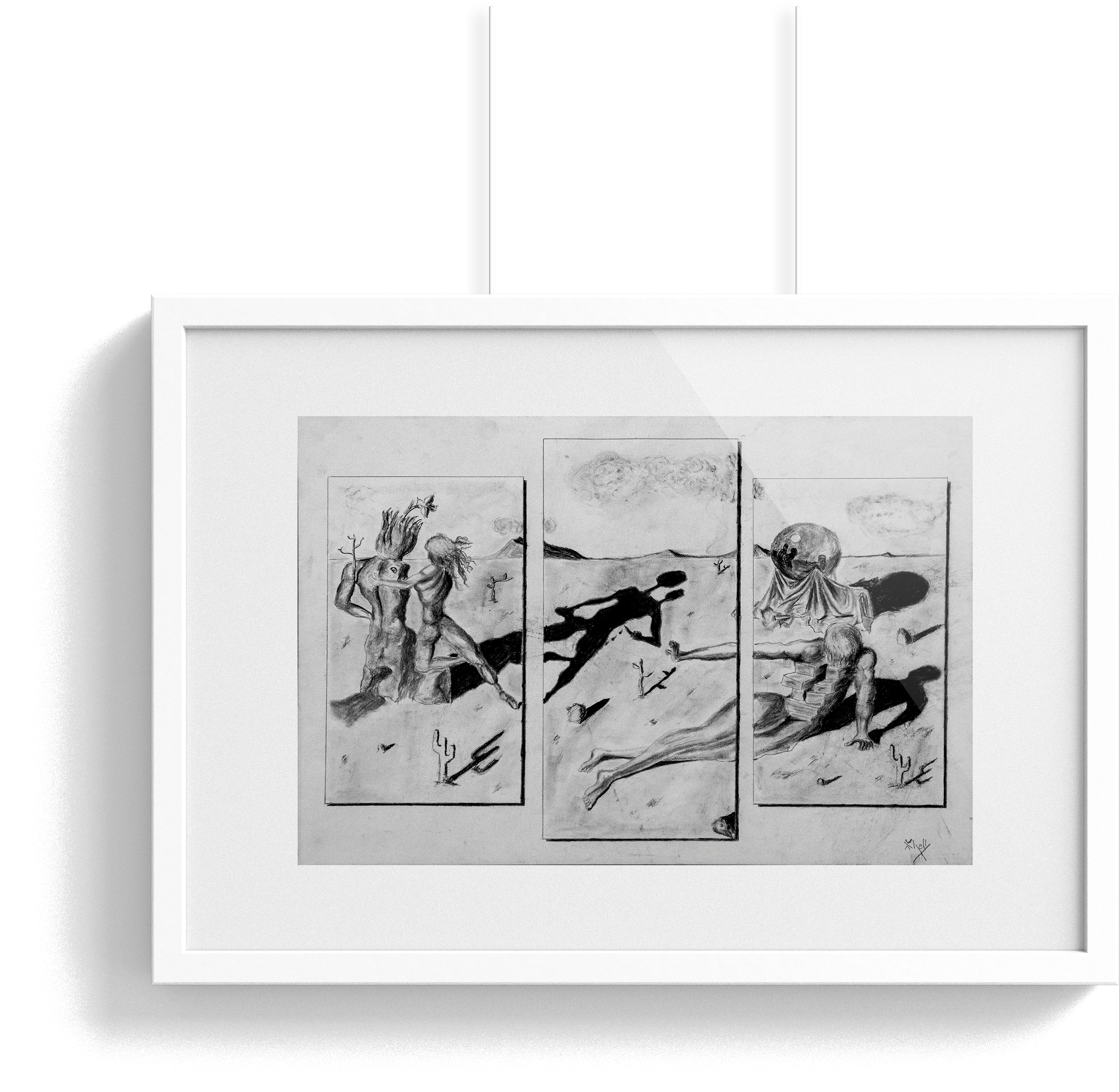 Sand Dunes Charcoal Drawings - Picture Frame (4681x3600), Png Download