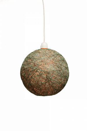 Round Hanging Lamp Green Color - Lampshade (300x450), Png Download