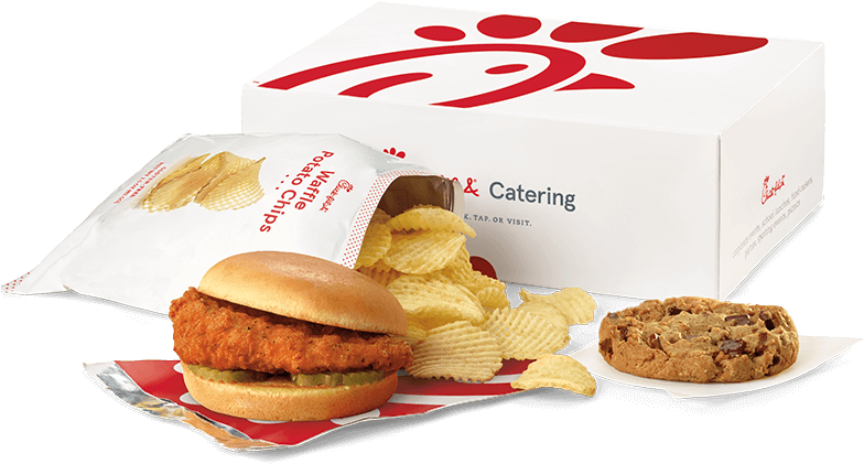 Premium Spicy Chicken Sandwich Packaged Meal - Chick Fil A Boxed Meal (800x800), Png Download