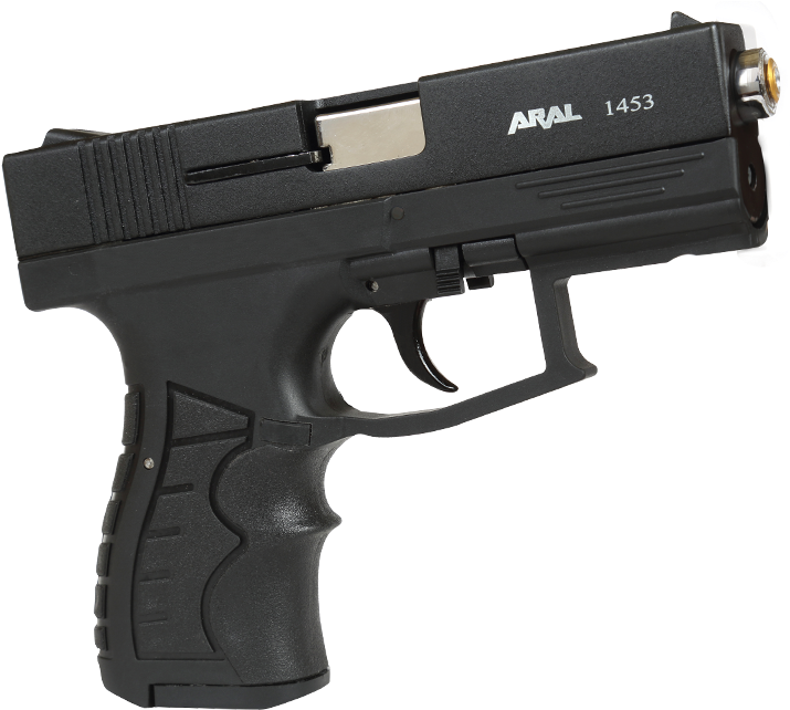 Aral 1453 9mm Pak Blank Gun Black - Pk380 With Integrated Laser (724x651), Png Download