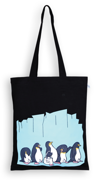 Ecoright Canvas Zipper Tote Bag, Penguin Love - Tote Bag (600x600), Png Download