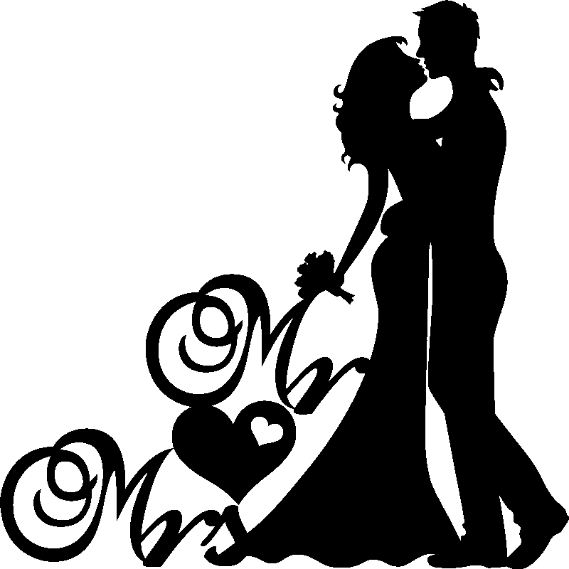 Sticker Mariage Mr Mrs Ambiance Sticker Kc 4346 - Mr & Mrs Silhouette (800x800), Png Download