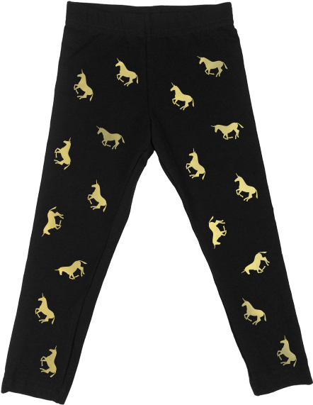 Unicorn Gold // Black Leggings - Portable Network Graphics (534x621), Png Download