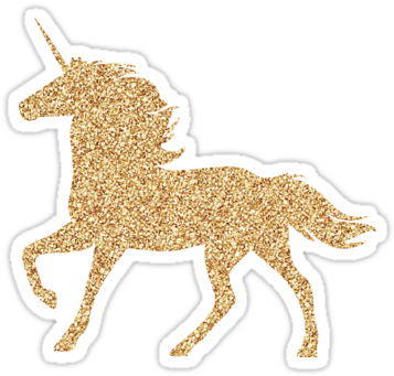 "glitter Gold Unicorn " Stickers By Customsbyt Redbubble - Gold Unicorn Clipart (375x360), Png Download