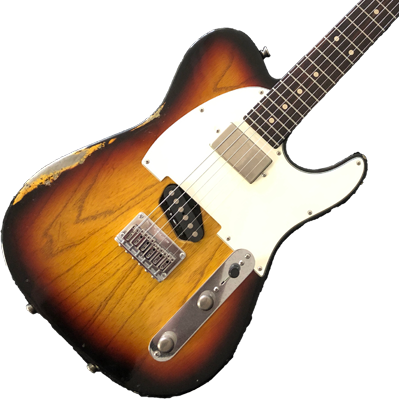 T Classic In-distress 3 Color Burst - Esp Ltd Te-202 Ron Wood Electric Guitar, Three-tone (399x399), Png Download