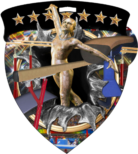Color Burst Medal For Gymnastics Events - 3" Color Shield Medallion M Gymnast (640x700), Png Download