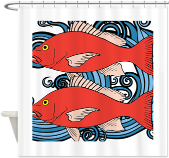 Fish Swimming - Shower Curtain/ Red Fish Swimming (350x350), Png Download