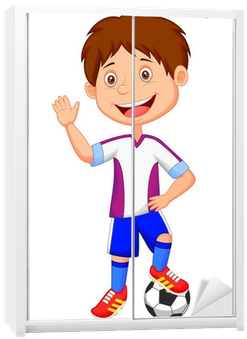 Cartoon Kid Playing Football Wardrobe Sticker • Pixers® - Pemain Sepak Bola Kartun (400x400), Png Download