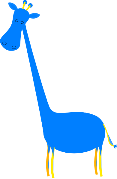 Blue Giraffe Clipart (390x598), Png Download