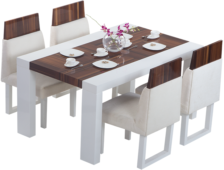 Seria Straight Leg Dining Table With Chairs - Dining Room (726x550), Png Download