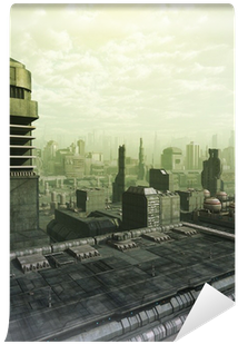 Future City Skyline In Green Haze Wall Mural • Pixers® - Stock Illustration (400x400), Png Download