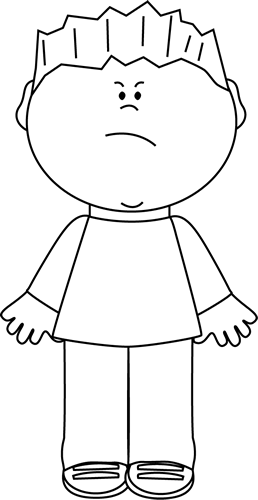 Black And White Angry Boy Children Clipart, Nursery - Boy Clipart Black And White (258x500), Png Download