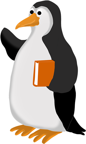 Funny Penguin Clip Cliparts - Penguin With Book Cartoon (386x629), Png Download