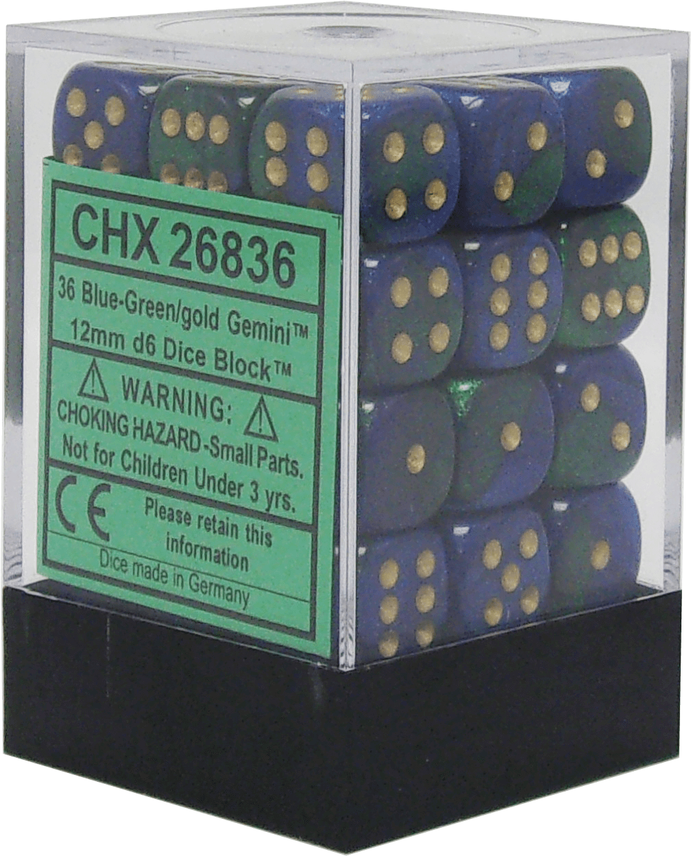 Gemini Blue-green With Gold 12mm D6 - Festive 12mm D6 Carousel White Dice Block (1512x1800), Png Download