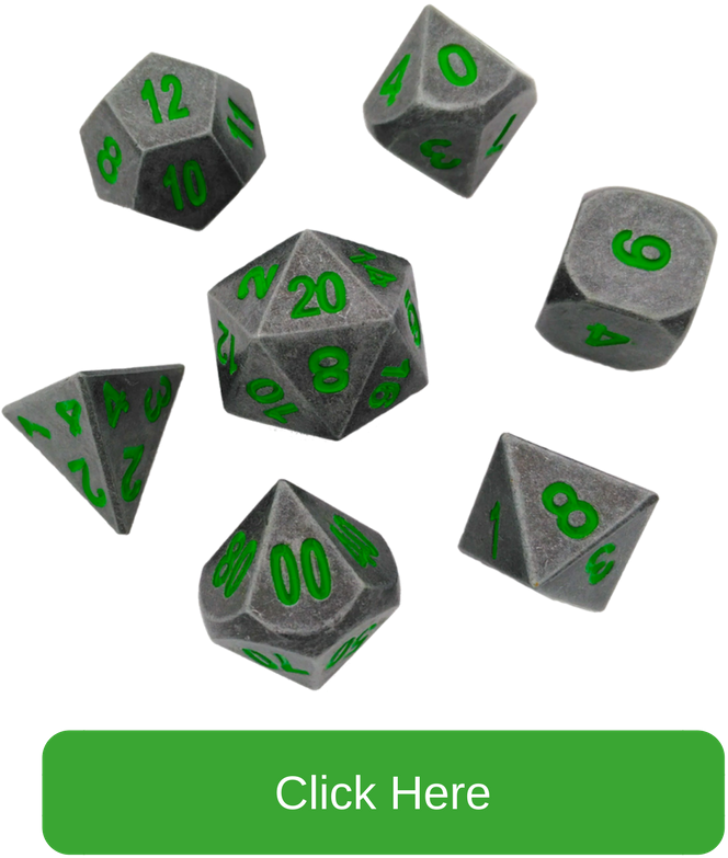Gunmetal Gray With Green Numbers Metal Dice - Dice (800x800), Png Download