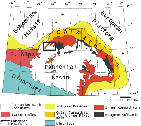 Schematic Tectonic Map Of The Eastern Alpine Western - Pannonian Basin (464x414), Png Download