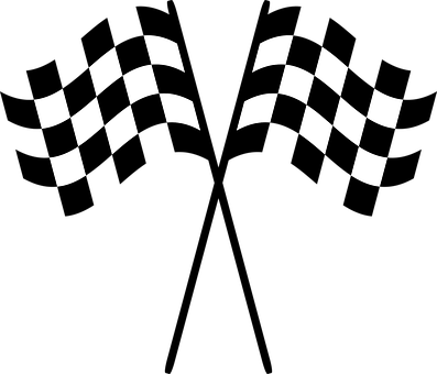 Checkered Flags Race Racing Checkered Flag - Checkered Racing Flag Png (397x340), Png Download