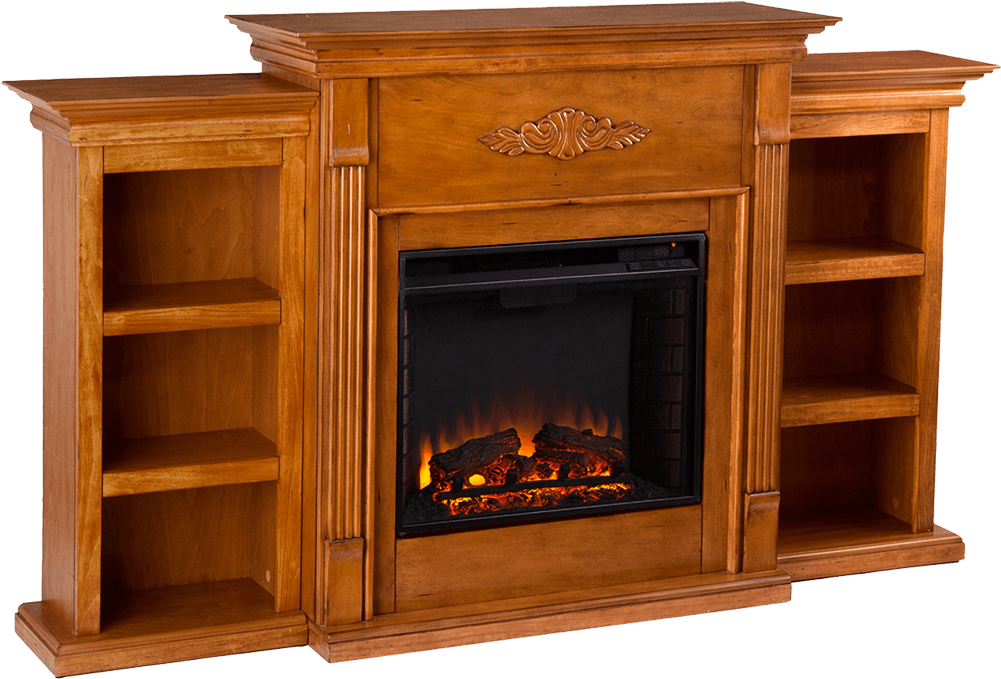 Southern Enterprises Tennyson Electric Fireplace With - Southern Enterprises Tennyson Bookcase Electric Fireplace (1000x1000), Png Download