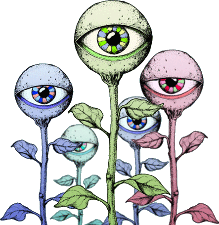Alien Eyes Trippy Hologram Hippy Flower Plant - Trippy Flower Png (443x455), Png Download