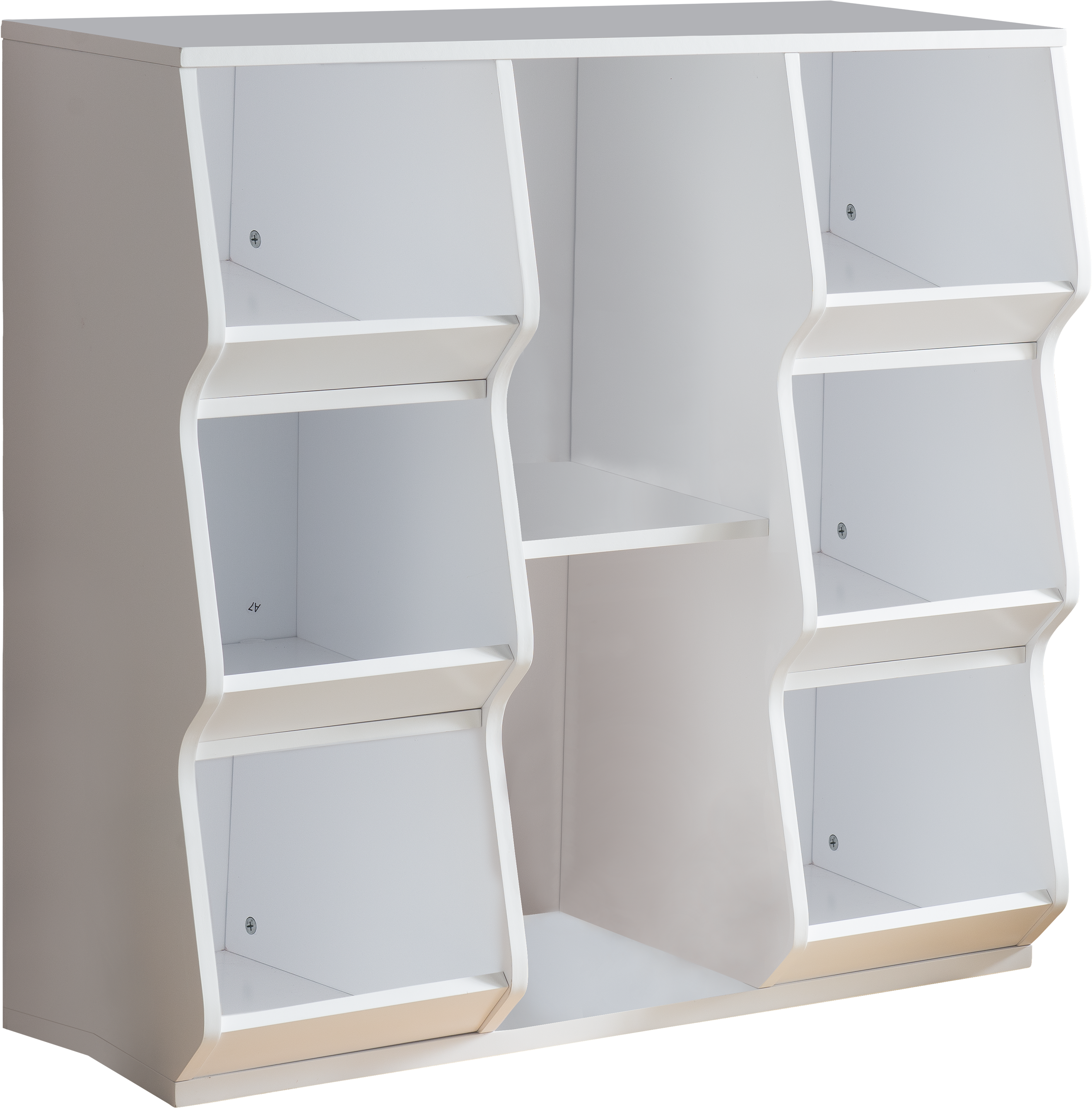White Wood 8 Shelf Contemporary Kids Bookcase Storage - Shelf (3000x2950), Png Download
