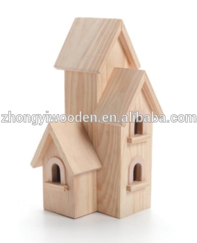 Unfinished High Quality Natural Handcraft Cute Mini - Darice 9166-54 Natural Wood Birdhouse Manhatton, 12-inch (350x350), Png Download