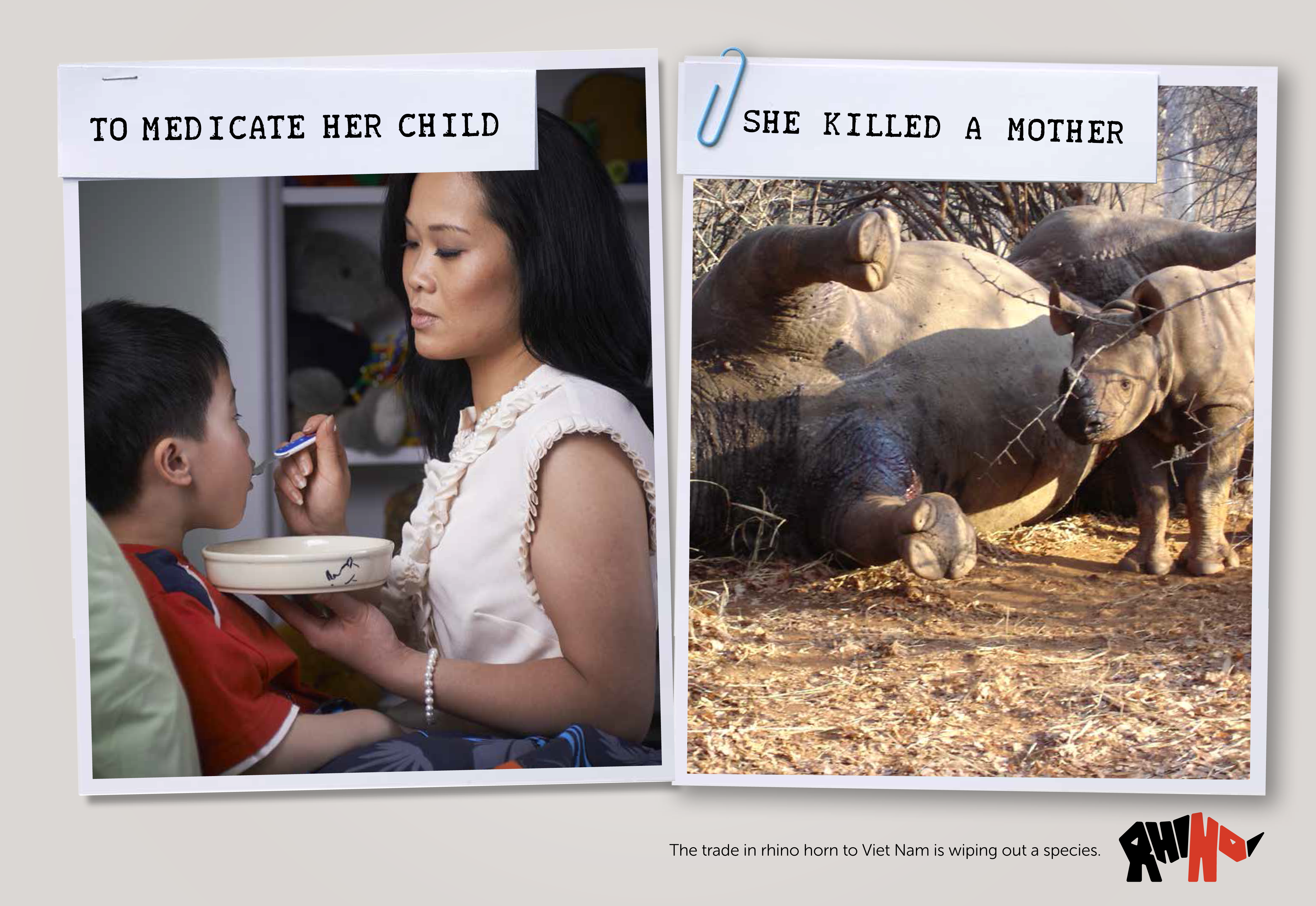 Mother And Child Advert 1 Large - Rhino Horn Campaign (4661x3208), Png Download