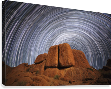 Star Trails Above A Large Boulder In Richtersveld National (429x344), Png Download