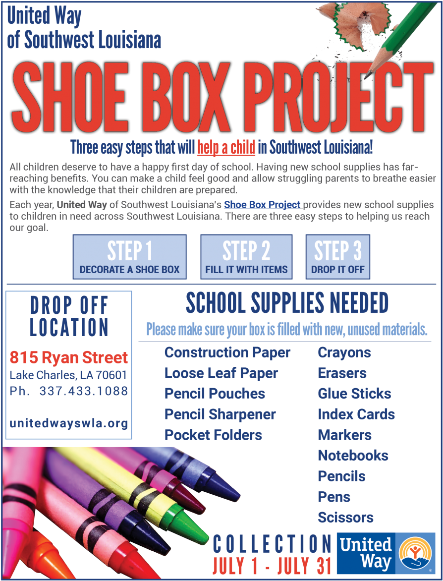Shoe Box Project Flyer - United Way (943x1221), Png Download