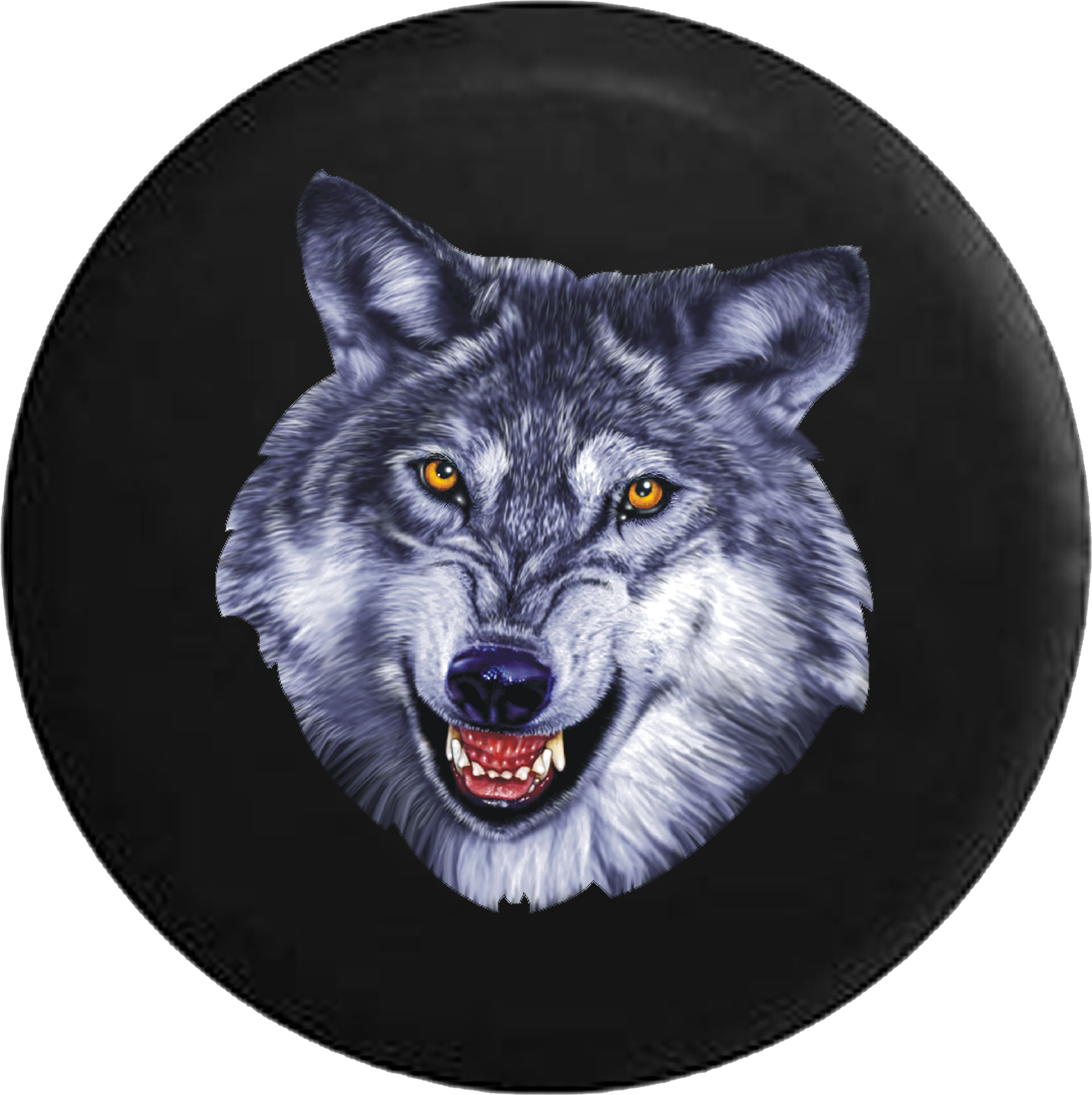 Grey And White Wolf Growling Showing Teeth Rv Camper - Grey And White Wolf Growling Showing Teeth Spare Tire (1721x1725), Png Download