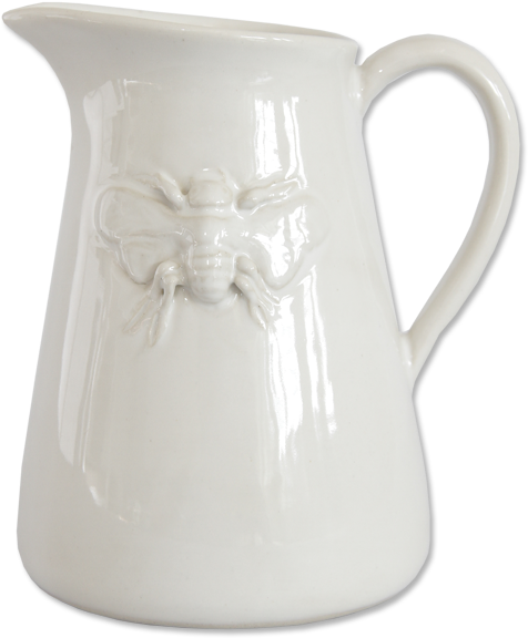 White Ceramic Bee Pitcher, Small - Ceramic (600x600), Png Download